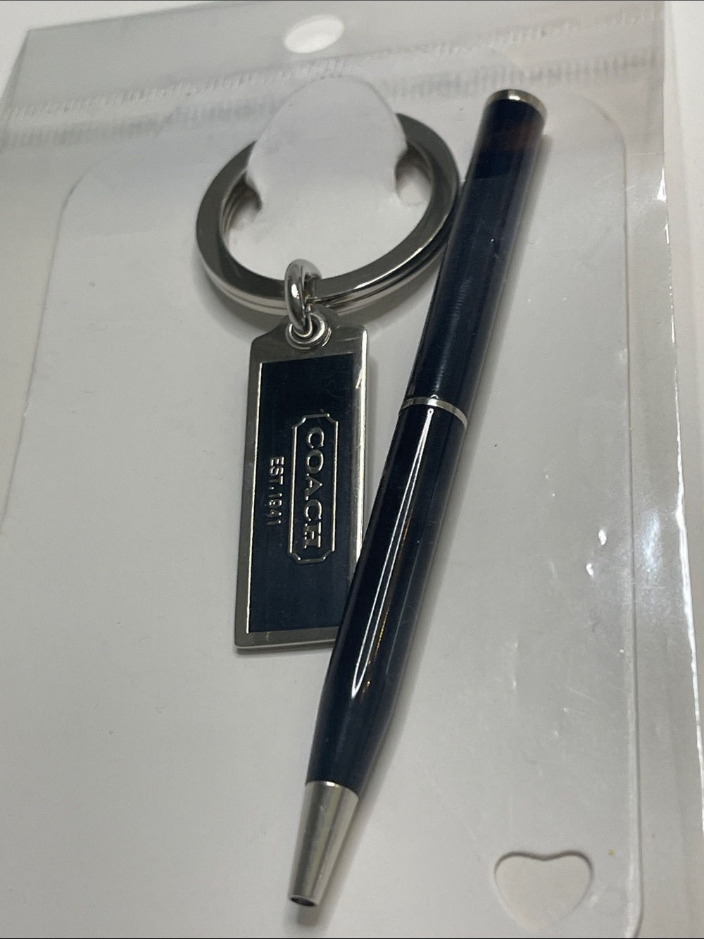 Coach Black Enamel Tag Key Ring and Coach Pen - Picture 6 of 6